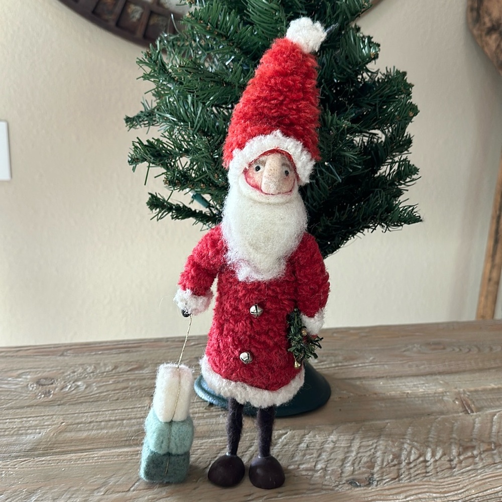Wool Felt Santa with Red Hat & Packages